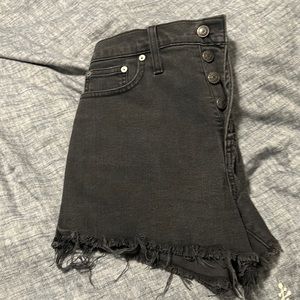 Madewell size 28 black jean shorts raw hem button fly